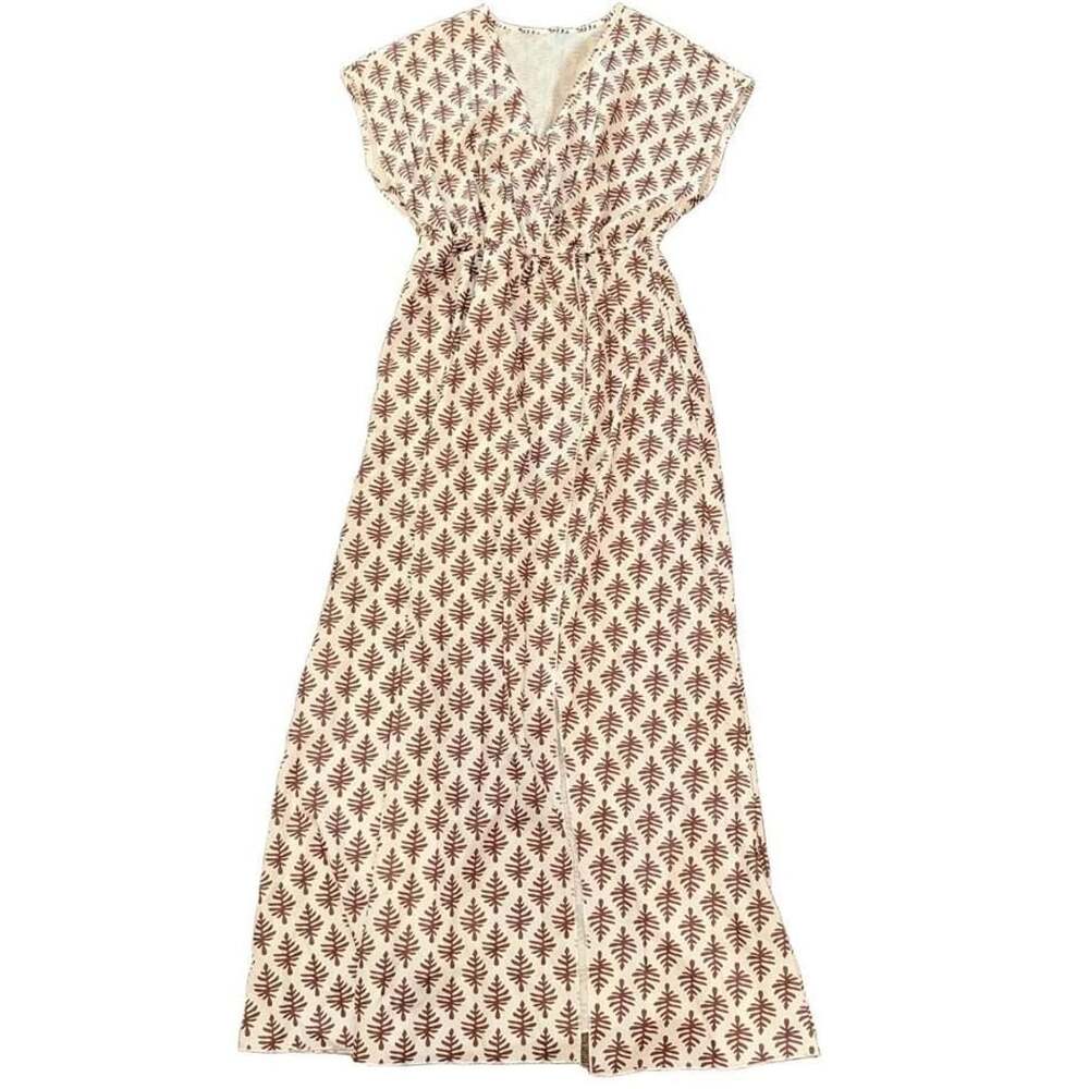 Women’s Small Cap Sleeve V-Neck Split Maxi Dress